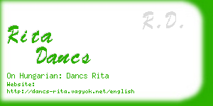 rita dancs business card